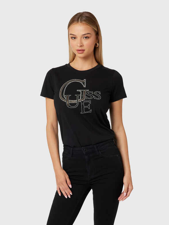 Black T-shirt with rhinestones  - 1