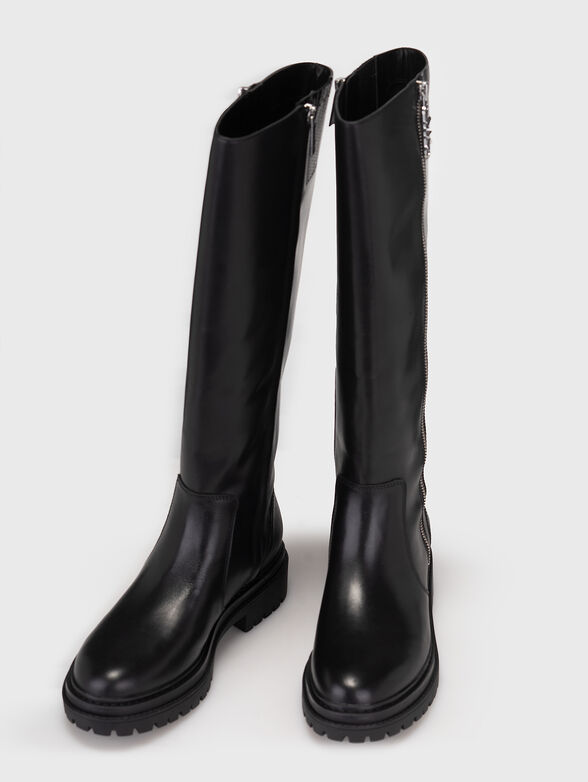 REGAN black leather boots - 5