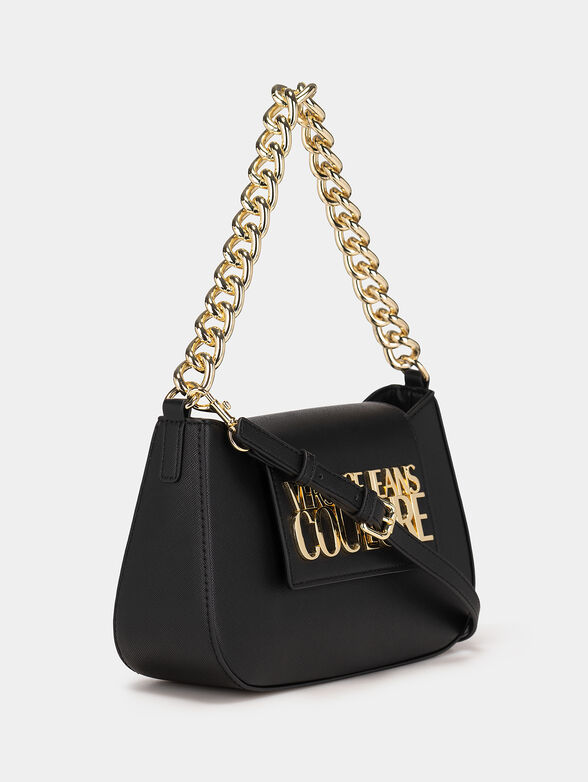 Black eco leather bag with metal logo - 3