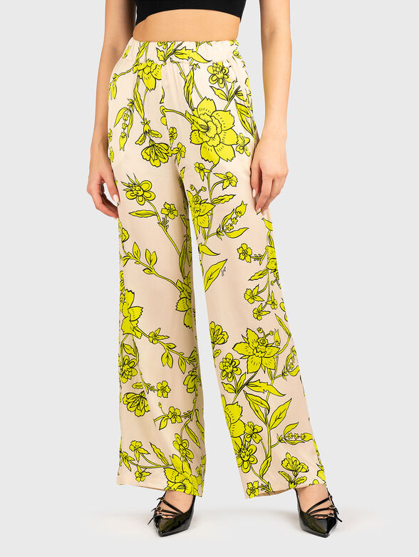 Trousers with high waist and floral print - 0