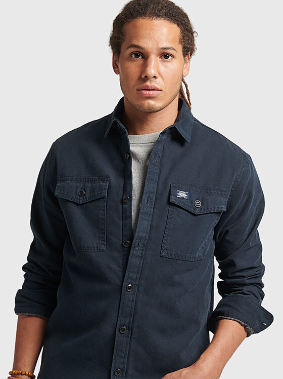 Green cotton shirt with pockets - 1