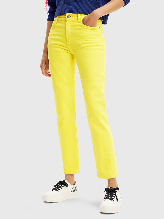 Κίτρινο ίσιο  τζιν παντελόνι - 1