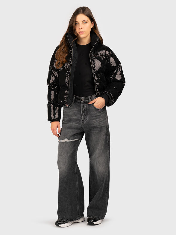 Black jacket with appliqued sequins - 1