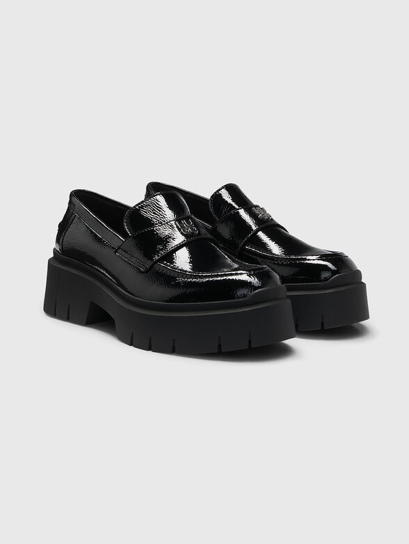 Leather loafers with logo - 1
