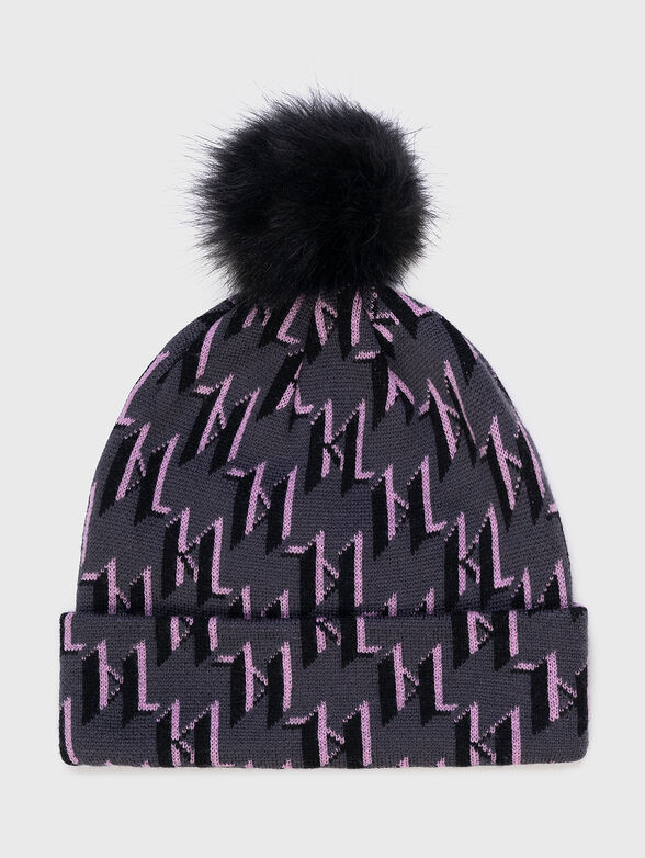 Wool hat with monogram logo details - 1