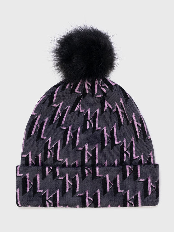 Wool hat with monogram logo details - 1