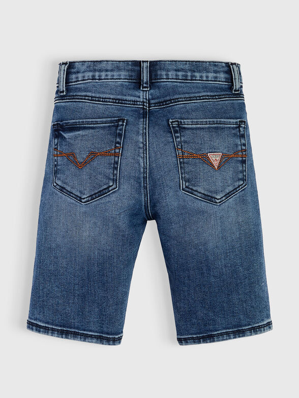 Denim shorts with embroidered logo lettering - 2