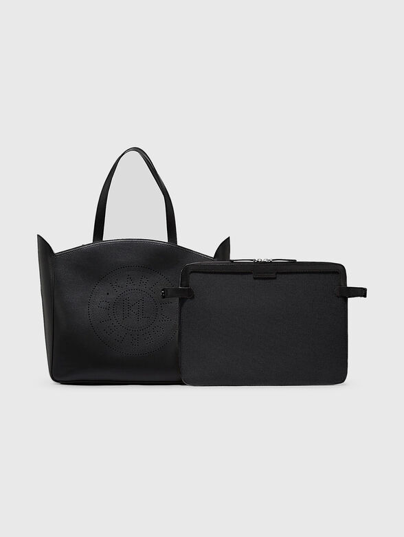 Leather bag with tote bag and logo - 0