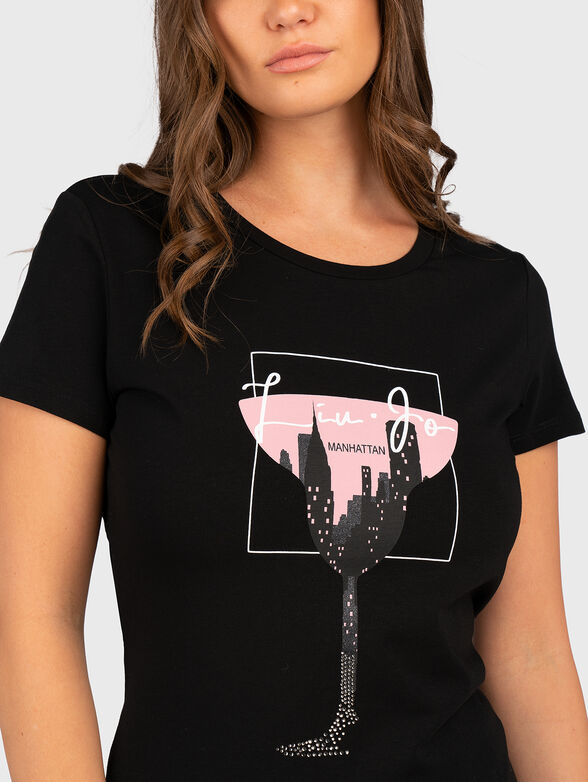 T-shirt with contrasting print  - 4