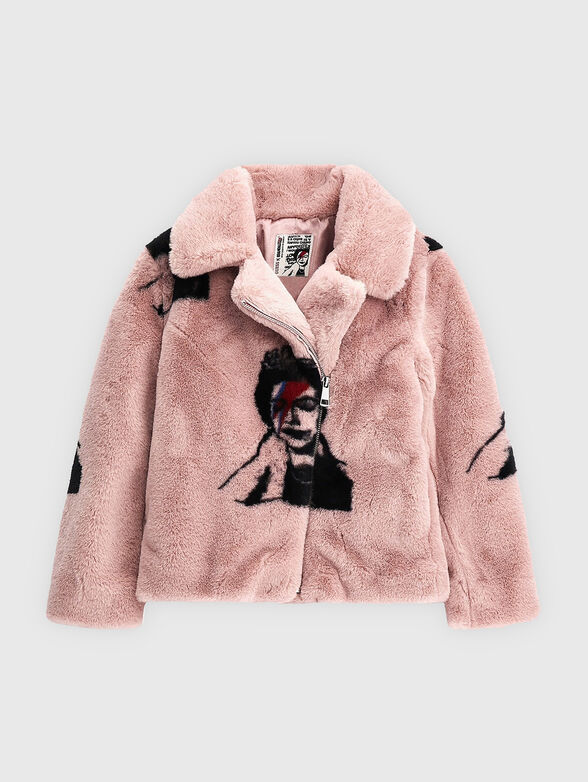 Faux fur coat with art print - 1