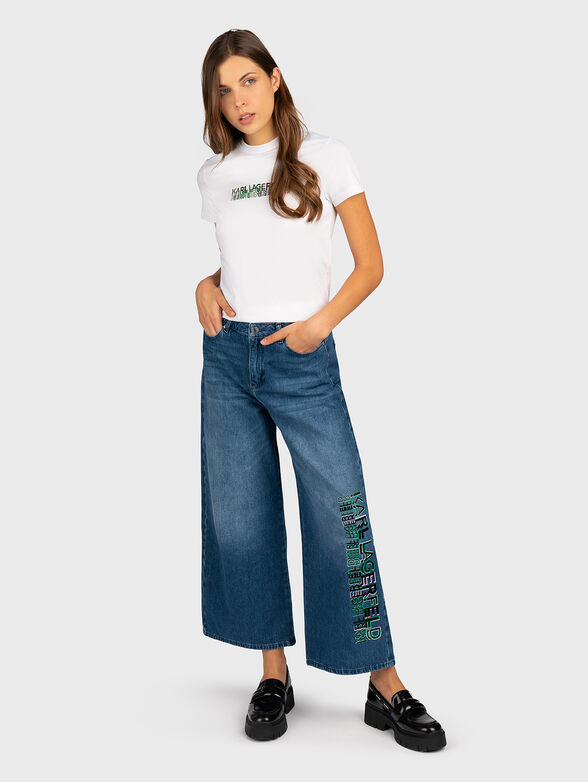 Jeans with wide leg and fancy logo - 6