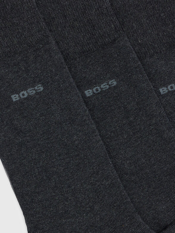 Three pairs of black socks with logo detail - 2