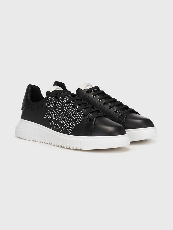 Sports leather shoes with logo print - 2