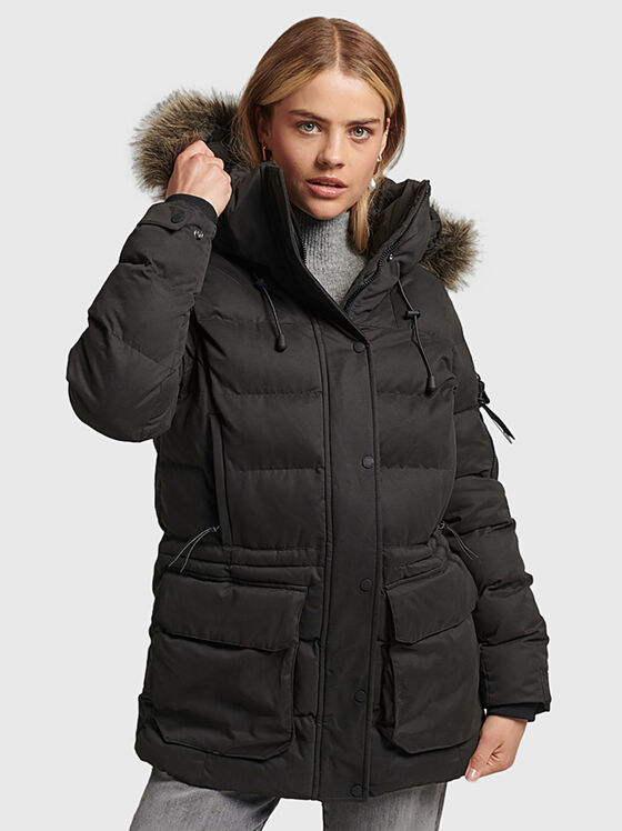 Beige parka with hood - 1