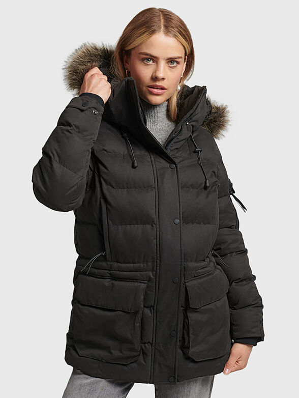 Beige parka with hood - 1