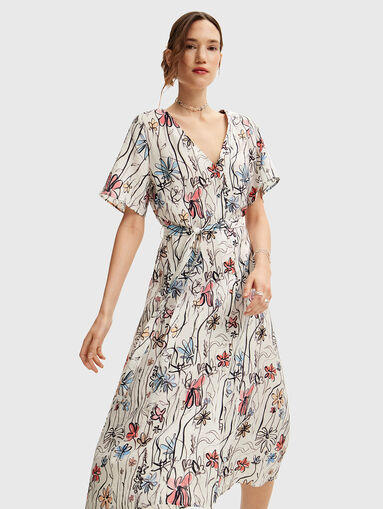 Dress with floral print and belt - 3