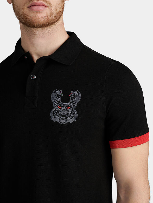Black polo-shirt with contrasting embroideries - 3
