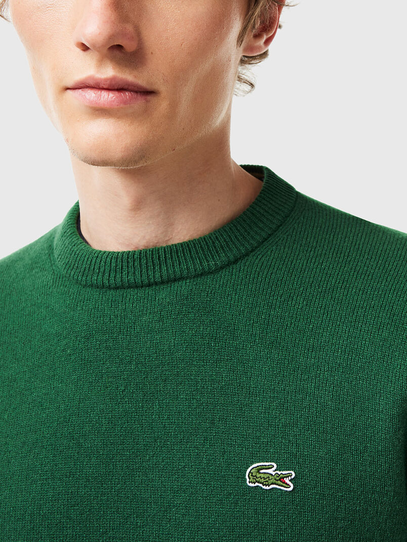 Black wool sweater with logo detail - 3