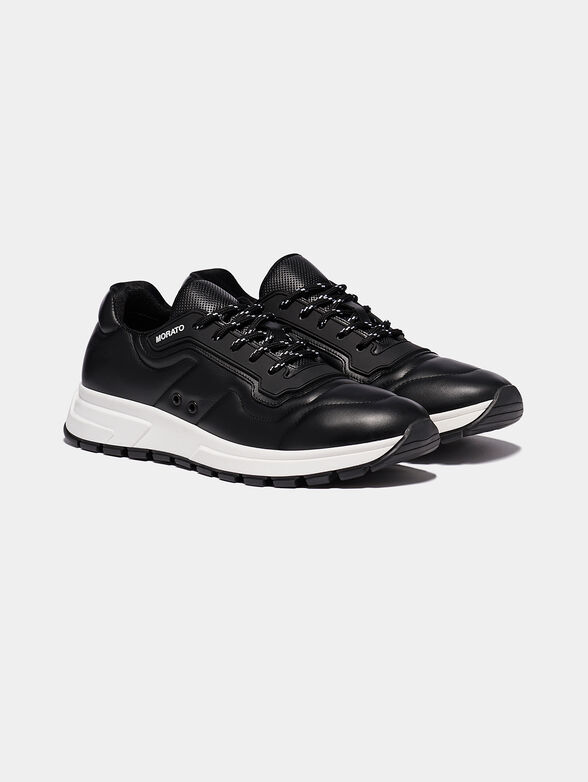 Black leather trainers - 2