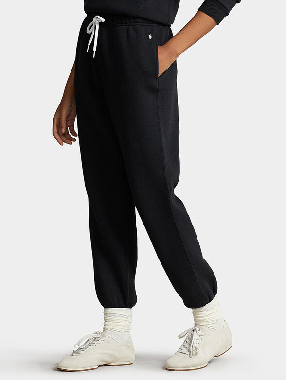 Black sports pants with logo embroidery - 0