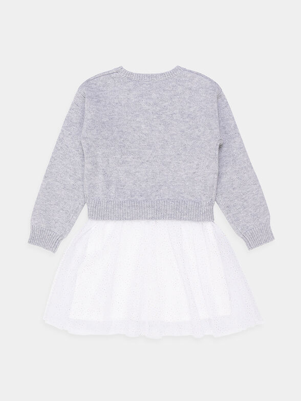 Dress with grey knitted upper part and white skirt - 2