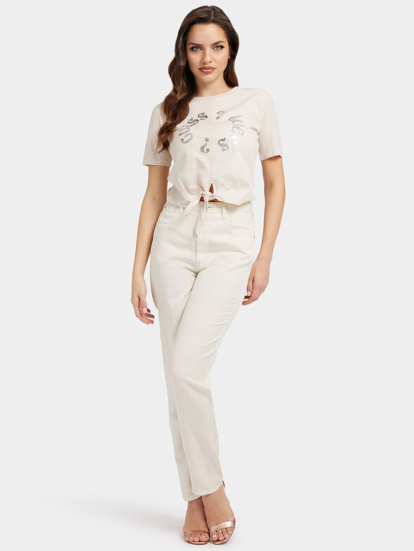 Cotton T-shirt with silver logo accent - 2