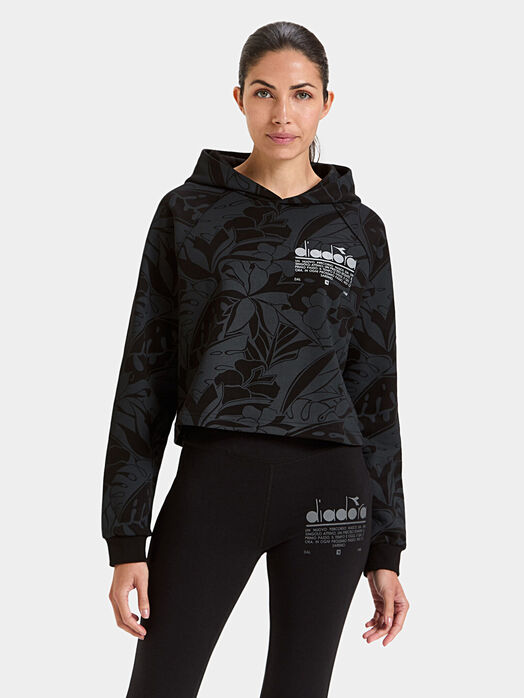 MANIFESTO cropped sports sweatshirt with hood