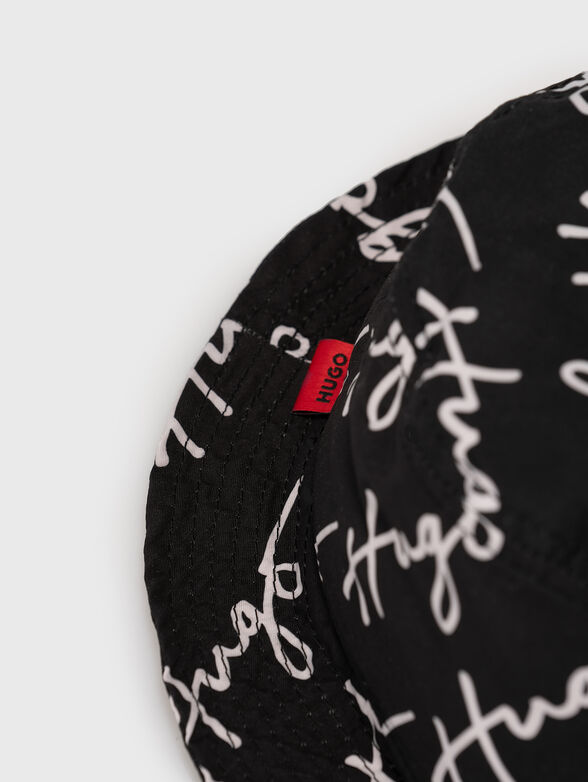 Black hat with monogram logo print - 4