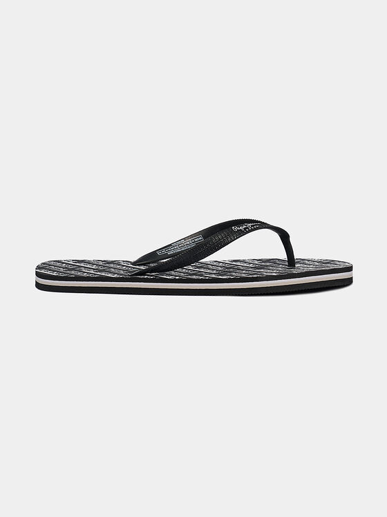 Black flip-flops with logo print - 1