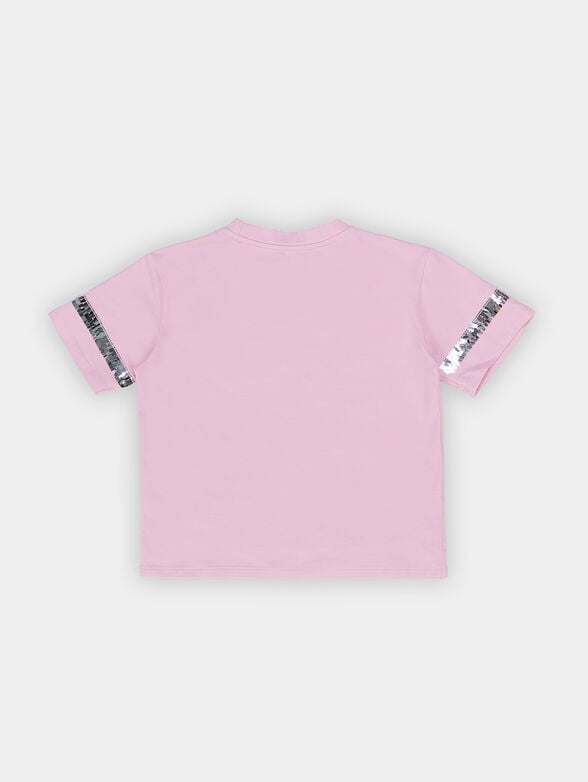 Pink T-shirt with accent sequins - 2