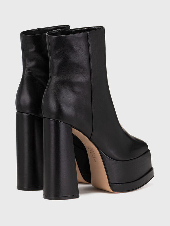Black leather heeled ankle boots - 2