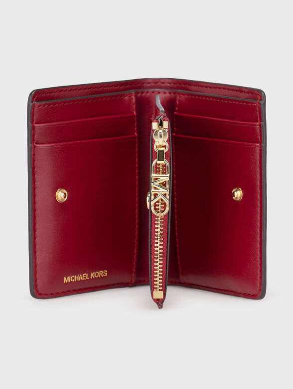 Beige leather wallet with logo - 4
