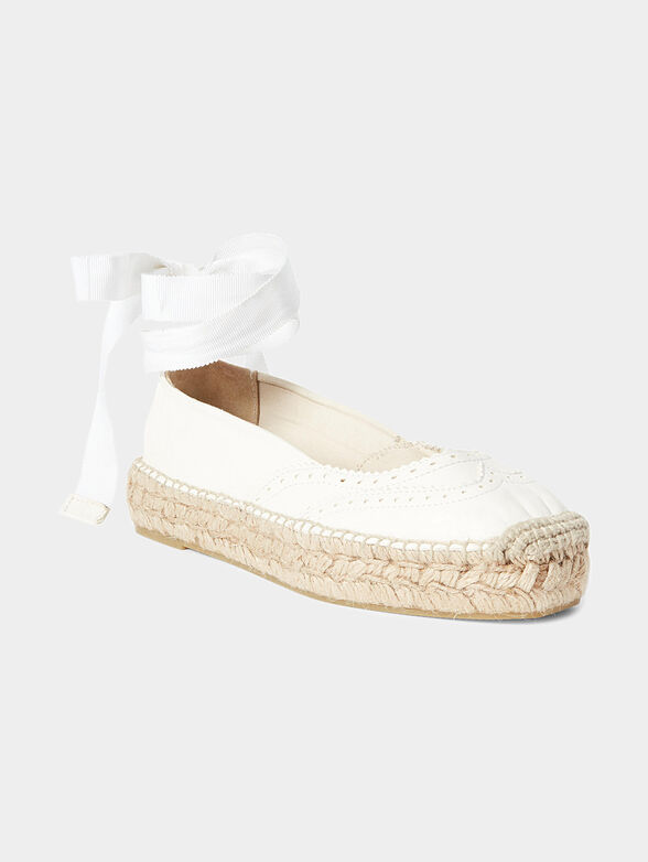 White leather espadrilles with ankle ties - 2