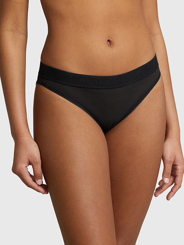 Black sports panties with logo detail - 1