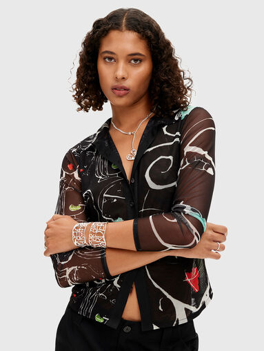Shirt with sheer effect and print - 4