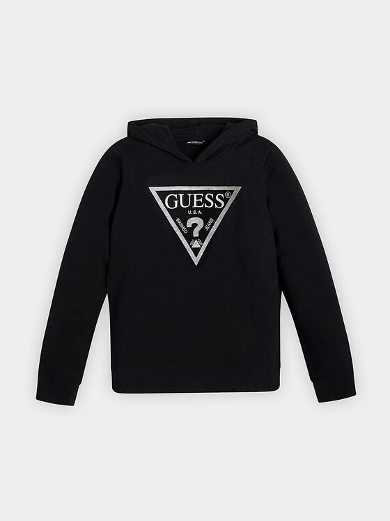 Black hooded sweatshirt with triangular logo - 1