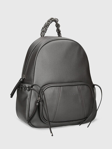 Black backpack with accent handle - 4