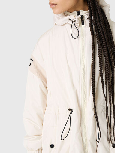 Padded black long jacket with hood  - 4