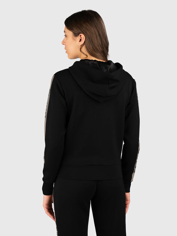 Sweatshirt with hood and logo rhinestones - 3