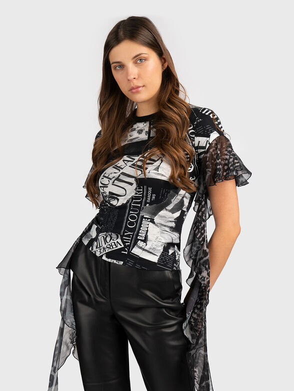 T-shirt with print and accent sleeves - 0