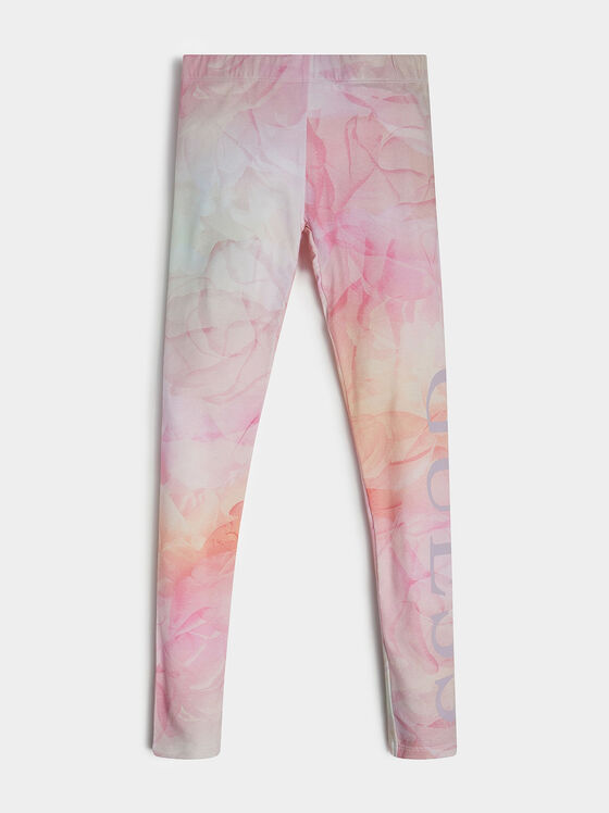 Black leggings with logo accent and multicolor print - 1