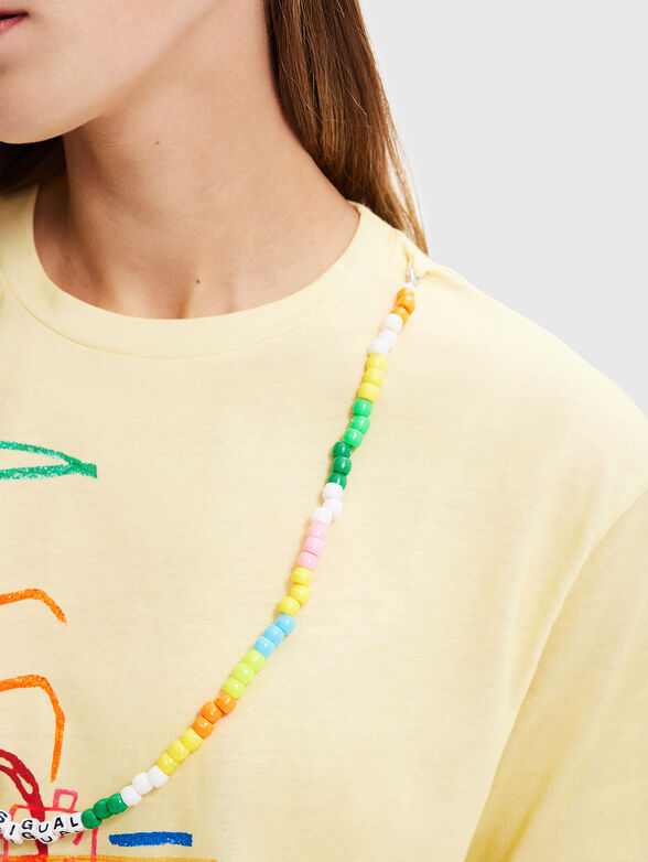 PALMER white T-shirt with print and beads - 4