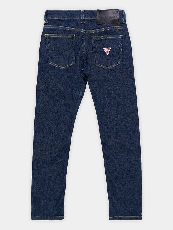 Blue jeans with contrasting logo patch - 2