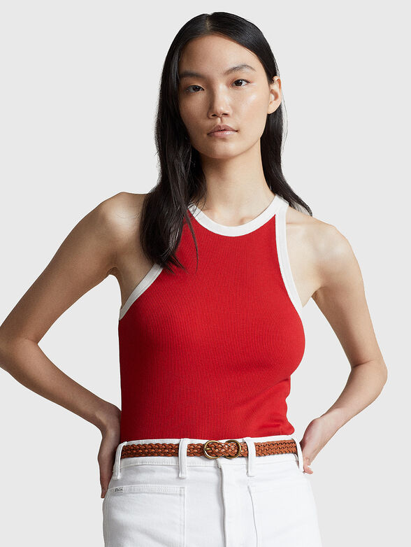 Ribbed top with contrast elements - 0