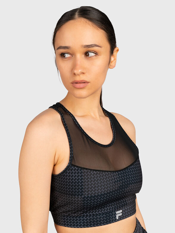 RIBE black sports top with sheer elements - 1