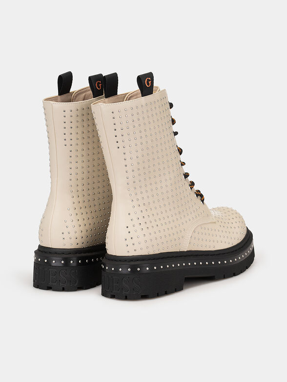 Studded ankle boots with laces  - 3