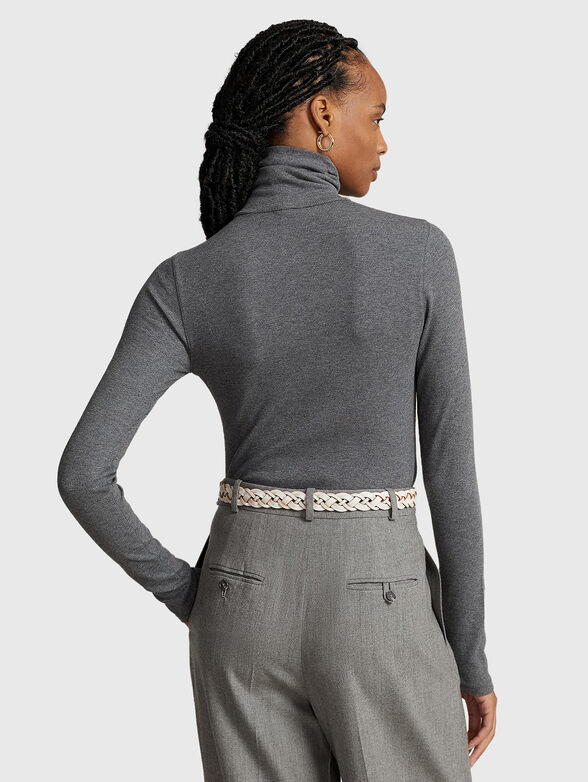 Sweater with polo collar in grey color - 2