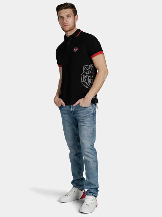 Black polo-shirt with contrasting details - 1