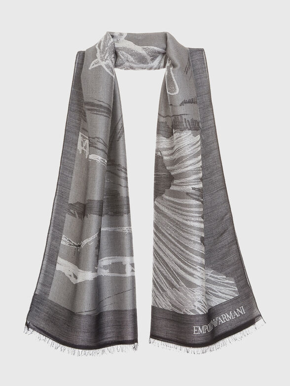 Beige wool blend scarf - 1
