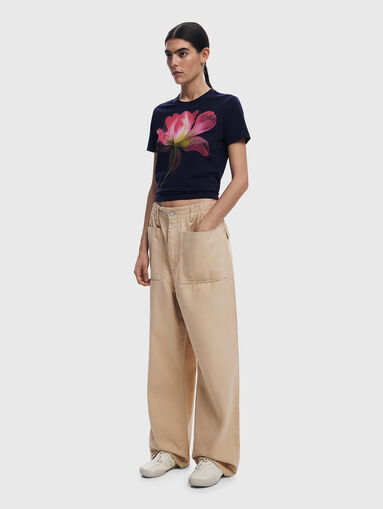 Cotton T-shirt with floral print - 5